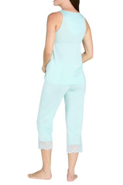 Twelve Eighty Eight Leslie Tank Camisole Cropped Pant Pajama Set Multi X-Large 4