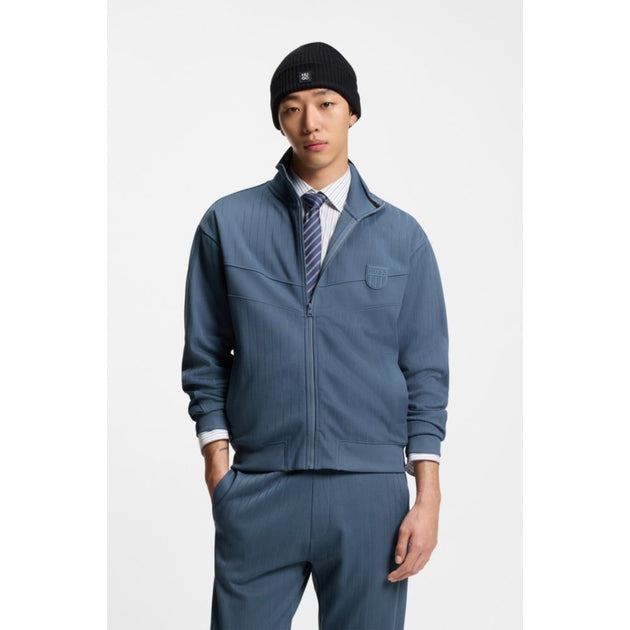 Hugo Boss Cotton-blend Sweatshirt Drop-needle Stripe Blue XLarge 4