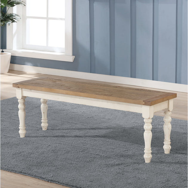 Streamdale Prato Dining Bench Antique White and Distressed Oak 2