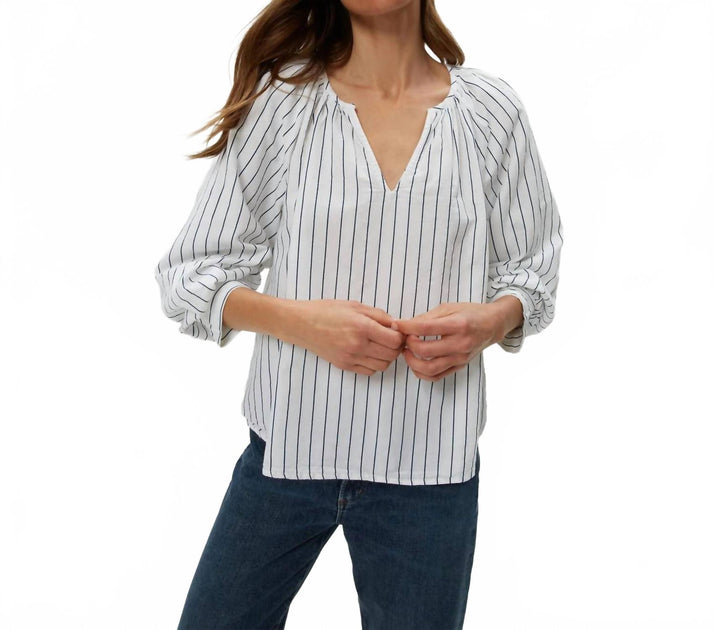 Michael Stars Cleo Notch Blouse White S 2
