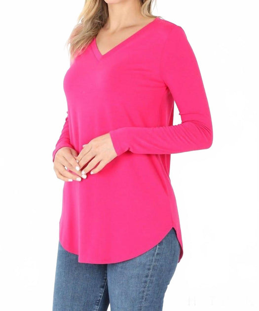 ZENANA Luxe Rayon Long Sleeve Top Pink XL 3