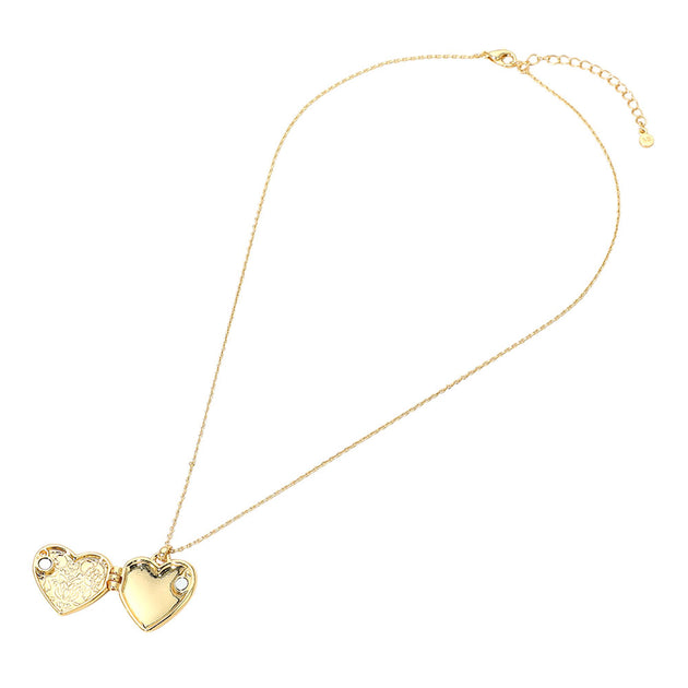 FASHNZFAB SECRET BOX Heart Locket Pendant Necklace Silver 4