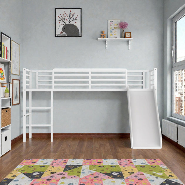 Hivvago Metal Twin Loft Bed with Slide Black 2