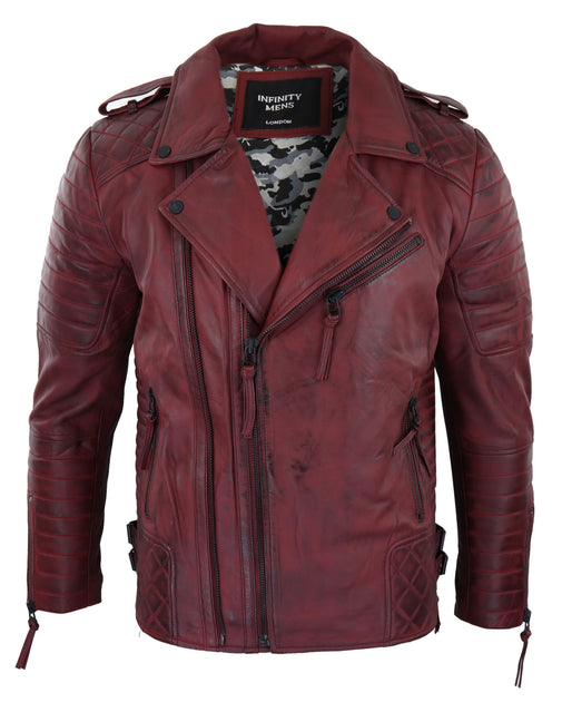 TruClothing Cross Zip Biker Leather Jacket Black XXL 2