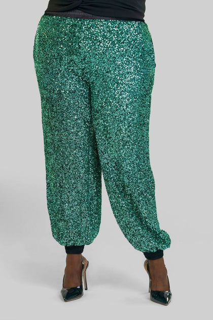-bl^nk- Sequin Pull-On Joggers Blue Plus Size 1X 3