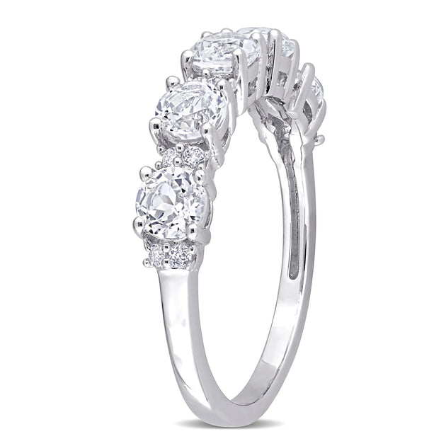 Mimi & Max Semi Eternity Ring White Topaz Silver US 9 4