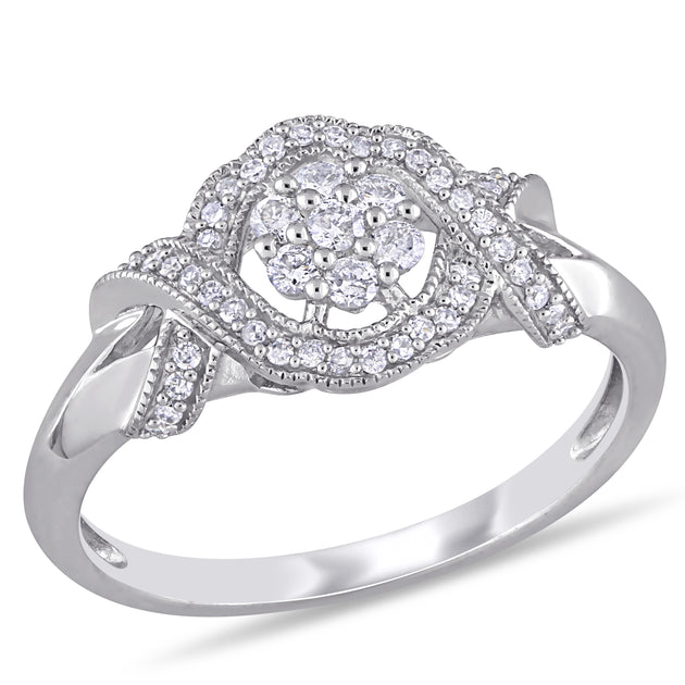 Mimi & Max Twist Floral Engagement Ring White Gold US 9.5 2