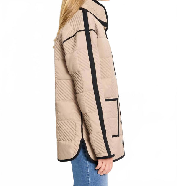 Nic + Zoe Quilted Check Reversible Barn Coat Beige Large 4