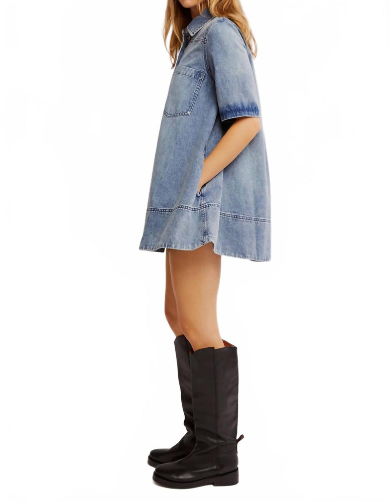 Free People Denim Remino Mini Dress In Ocean Blue