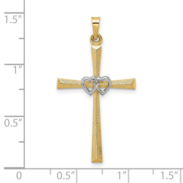Diamond2Deal Double Hearts Cross Pendant Gold 4