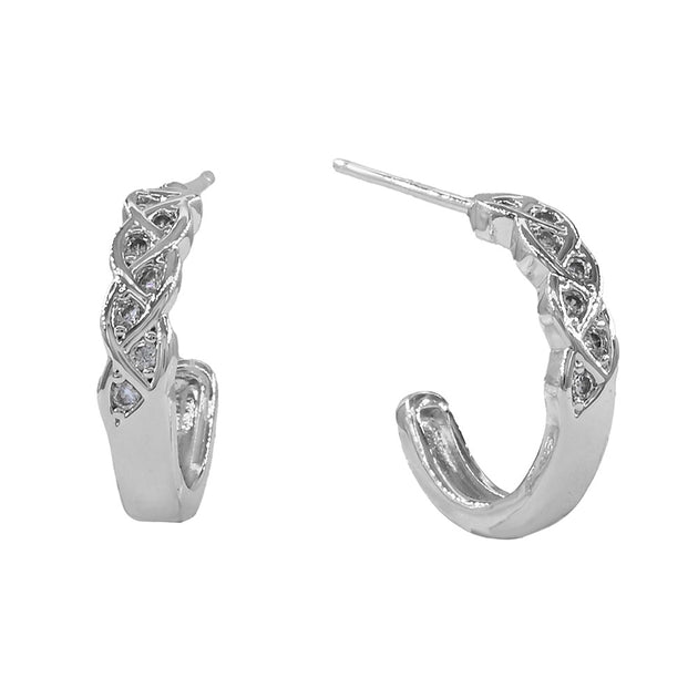 FASHNZFAB Twisted Mini Open Hoop Earrings Black 3