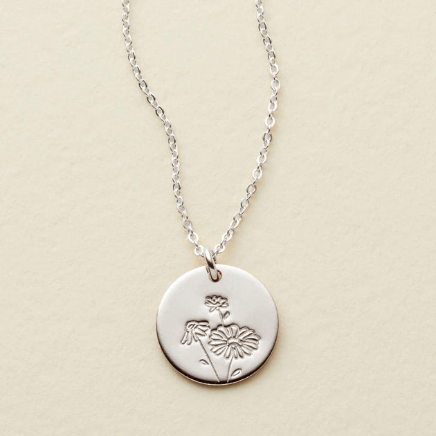 Made By Mary April Birth Flower Necklace Silver Medium 2