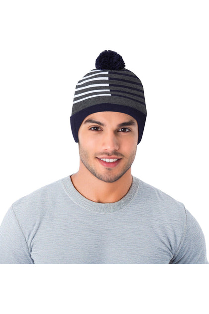 Cap America Half Color Beanie Blue One Size 3