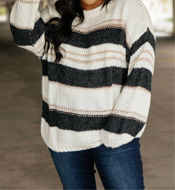 FSL Straightforward Striped Sweater White S 2
