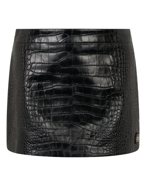 Philipp Plein Leather Mini Skirt Cocco Black Small 2