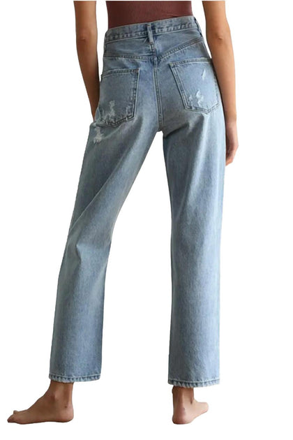 By Together Distressed Straight-Leg Jeans Blue 3