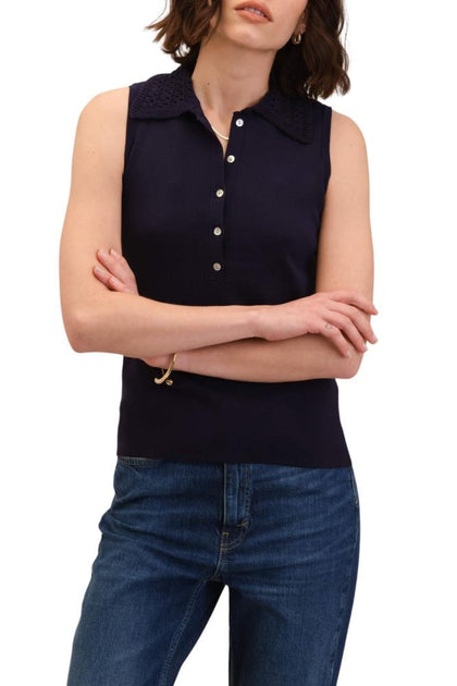 TRUEDAMES Sleeveless Polo Top Blue Large 2