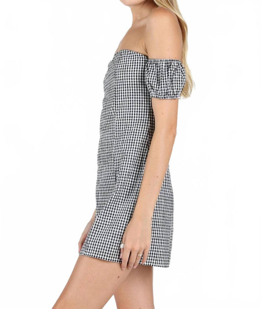 Robe Gingham À Épaules Dénudées Honey Punch Blanc Large 4