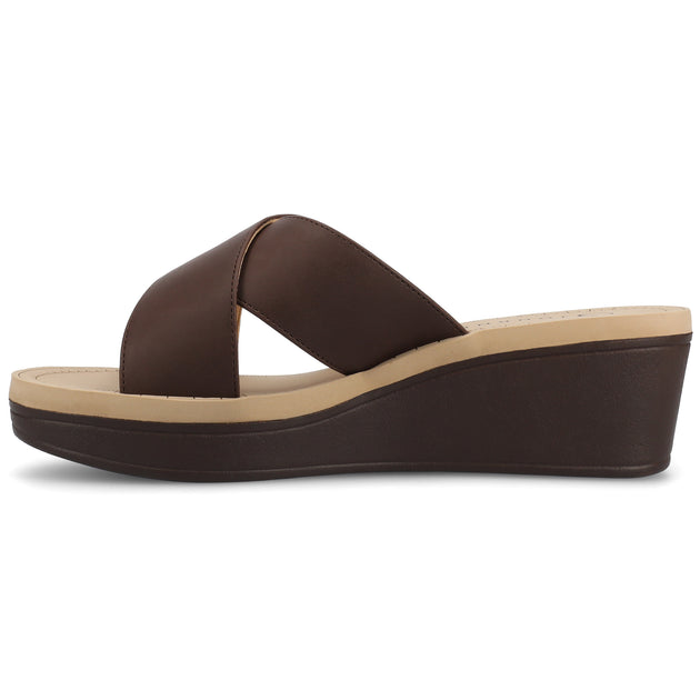 Journee Collection Biara Platform Wedge Sandals Brown US 10 3