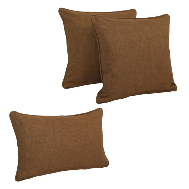 Blazing Needles Double-corded Spun Polyester Throw Pillows Mocha Set of 3 2