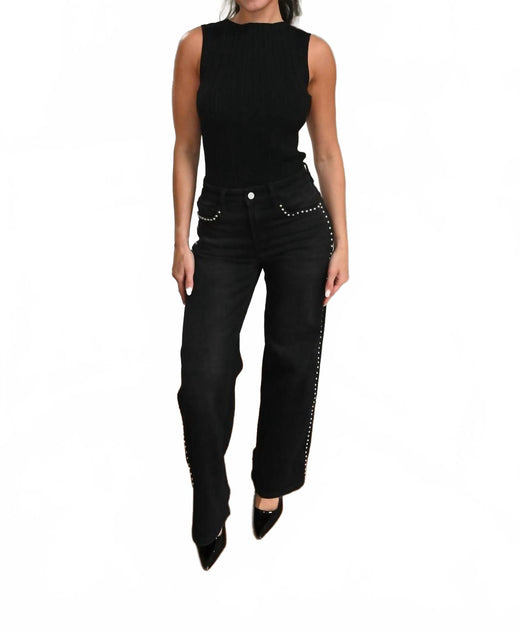 ELAN Tiana Ribbed Tank Top Black Medium 3