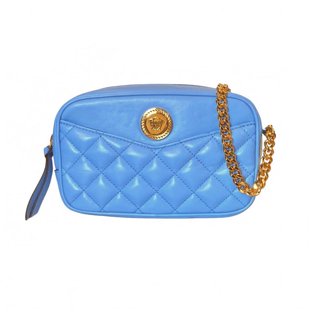 Versace La Medusa Quilted Small Camera Crossbody Bag Blue One Size 2