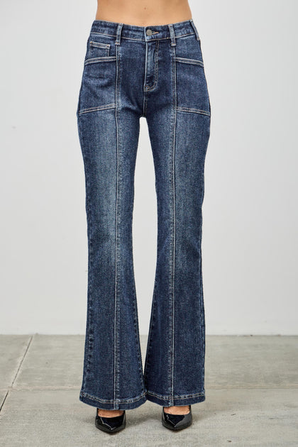 TRUEDAMES High Rise Boot Cut Jeans Dark Blue 2X 2