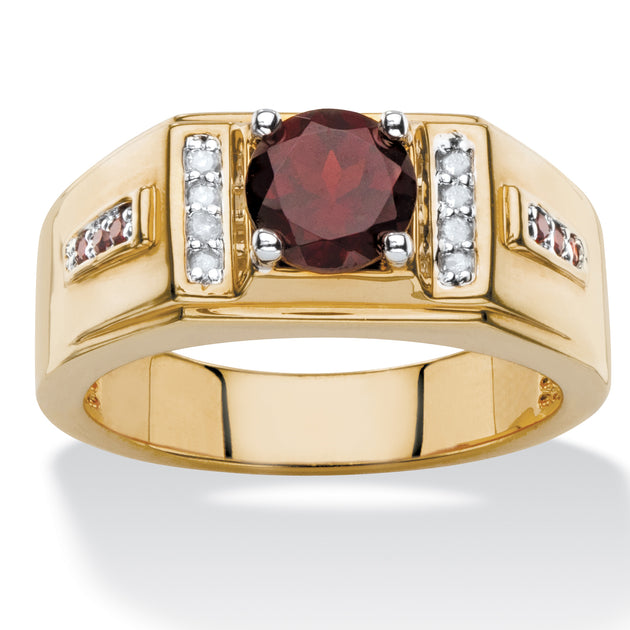 Palm Men's Garnet Diamond Accent Gold-Plated Ring Red US 9 2