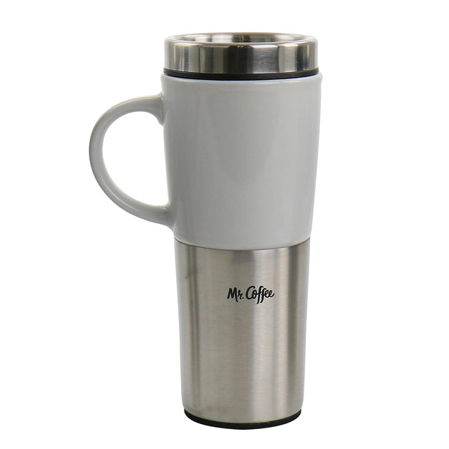 Mr. Coffee Travertine 16 oz Stoneware Stainless Steel Travel Mug Assorted 4