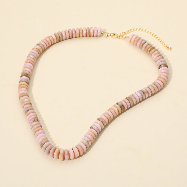 FASHNZFAB Disc Beaded Necklace Silver 2