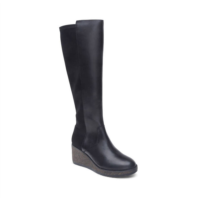 Aetrex Rose Wedge Tall Boot Black EU 41 2