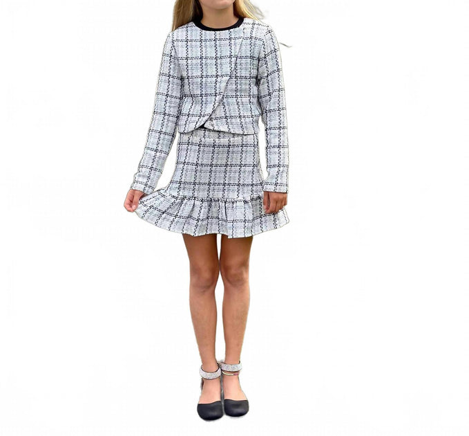 little Olin Girls' Tweed Jacket Grey US 8 2