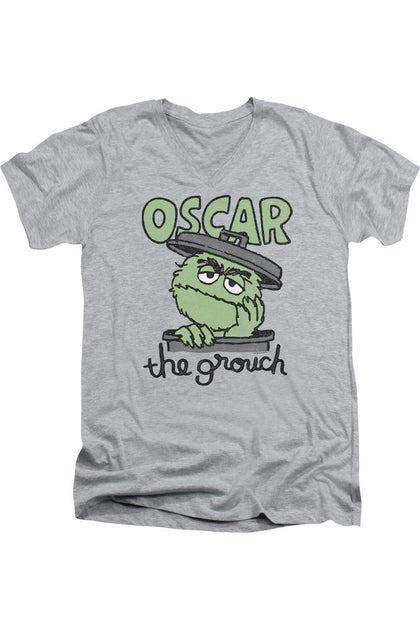 Gildan Sesame Street Canned Grouch V-Neck T-Shirt Grey Small 2