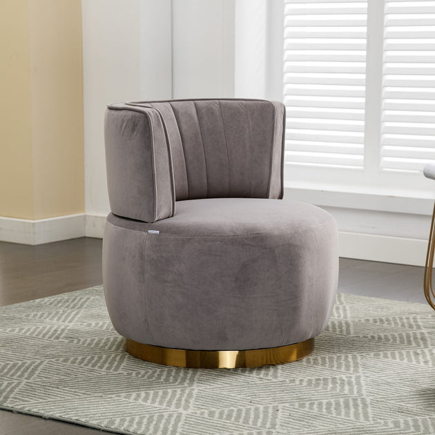 Coolmore 360 Degree Swivel Barrel Chair Gray 2