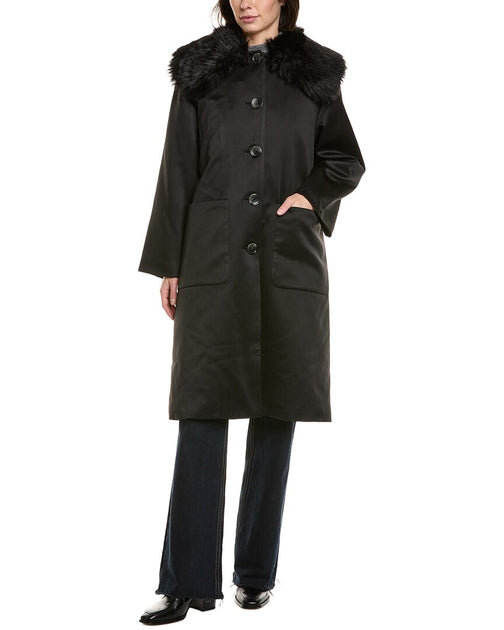 Cynthia Rowley Satin Coat Black Large 4