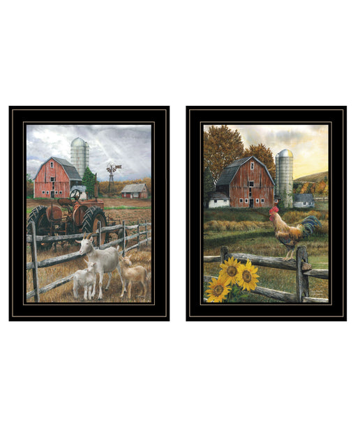 Hivvago Farm Life Framed Print Wall Art Black 5