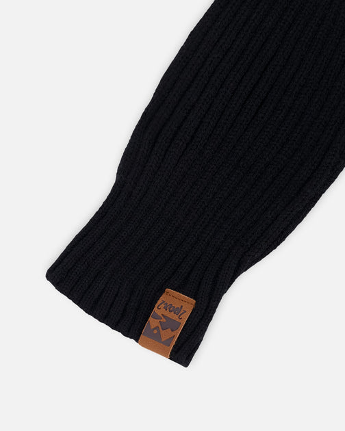 Deux par Deux Ribbed Knit Mittens Black 5T 4