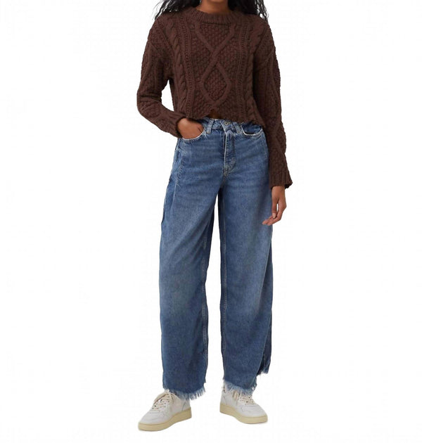 Free People Cutting Edge Cable Sweater Brown Medium 2