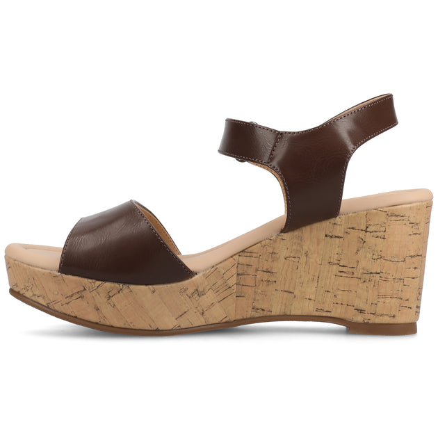 Journee Collection Ranae Wedge Sandal Beige US 7 3