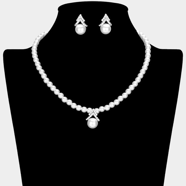 FASHNZFAB Pearl Pendant Pointed Necklace Multi One Size 5