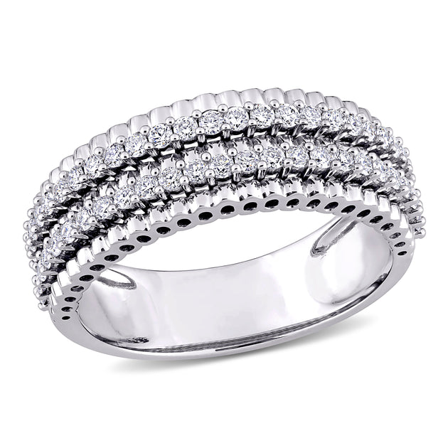Mimi & Max Diamond Double Row Eternity Ring 14k White Gold Silver US 9 2