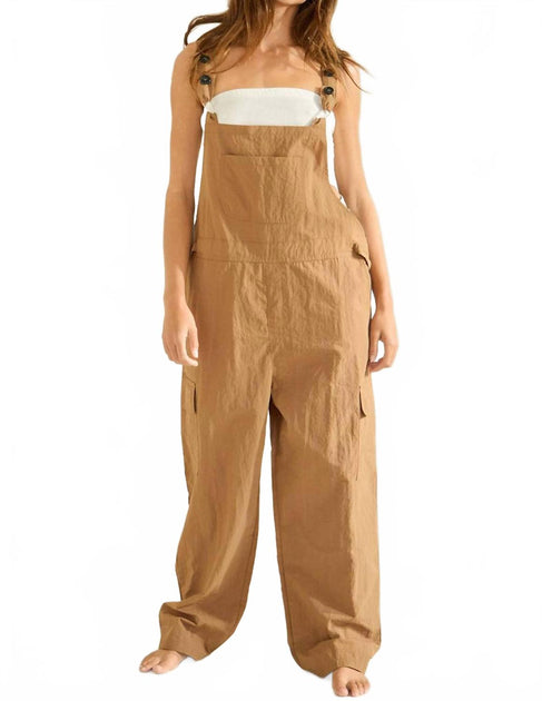 BUCKETLIST Parachute Overalls Jumpsuit Brown Large 2