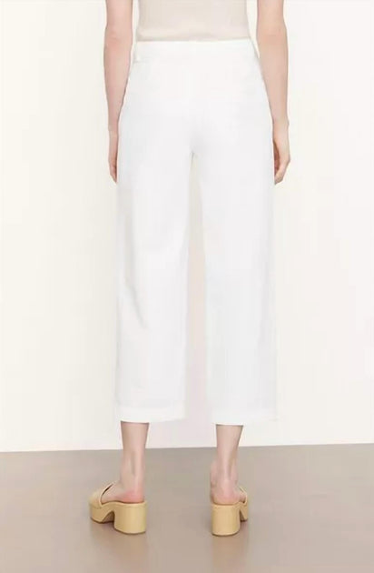 Vince Low Rise Washed Cotton Crop Pants White US 6 4