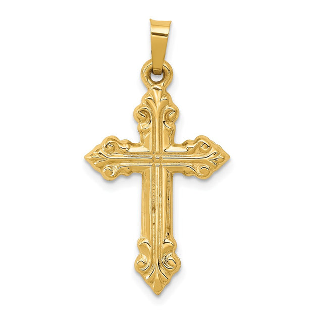 Diamond2Deal Budded Cross Pendant Yellow Gold 2