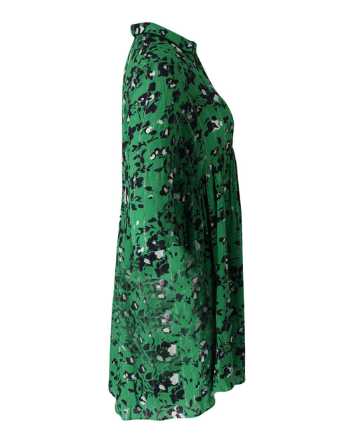 Ba & Sh Floral Button-Front Gathered Mini Dress Green US 4 3