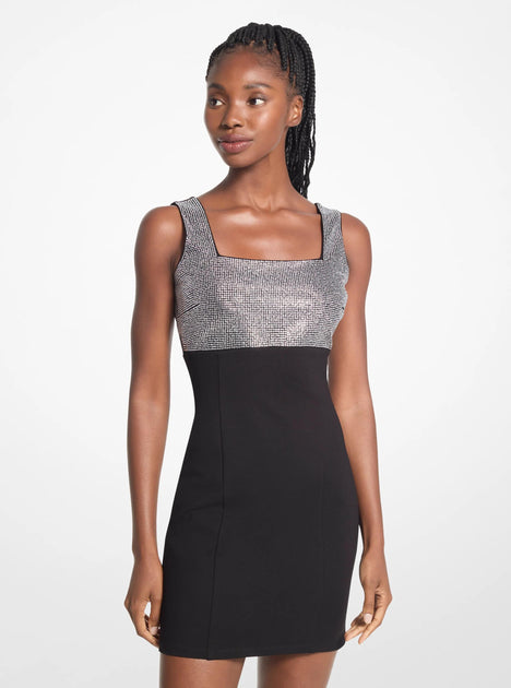 Michael Kors Embellished Stretch Viscose Mini Dress Black XLarge 4