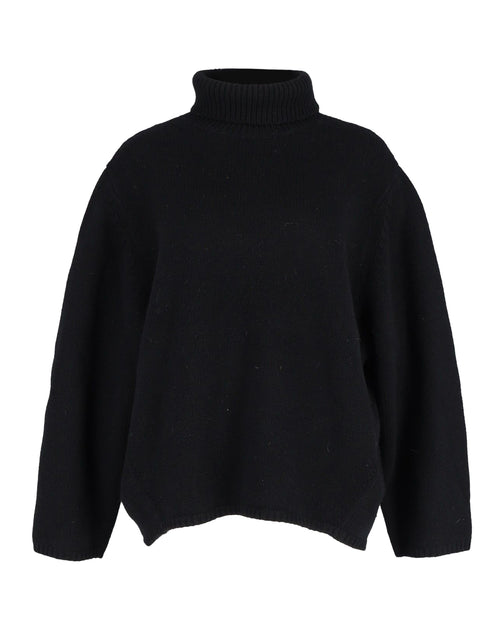 Totême Ribbed Turtleneck Sweater In Black Wool | ShopSimon
