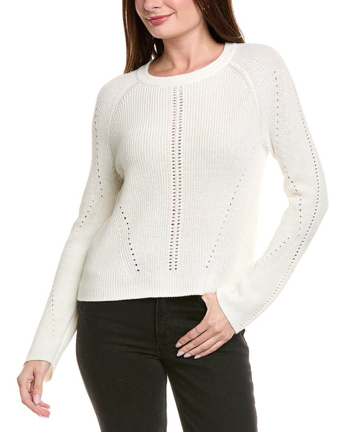 Hannah Rose Picot Stitch Shaker Crewneck Sweater White XL 2