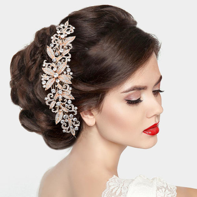 FASHNZFAB Leaf Cluster Hair Comb Gold 10in 5