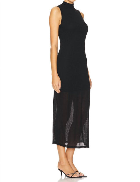 FRAME Mesh Highneck Midi Kleid Schwarz Small 4